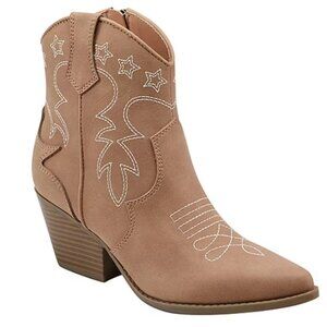 NEW Indigo Rd Adeleo Cognac Cowgirl Boot Sz 7 Stacked Heel Embroidery Retail $80